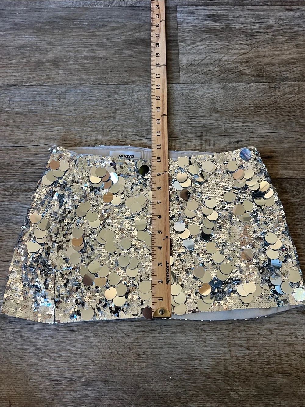 Guizio Pailette Sequin Mini Skirt in Silver